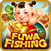 Fuwa Fishing tile with mascot characters and fish