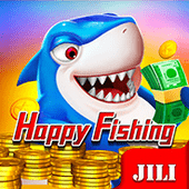 Happy Fishing game tile with cartoon sea creatures
