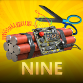 Nine card game tile with the number nine emblem