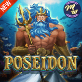 Poseidon slot tile with trident and ocean waves